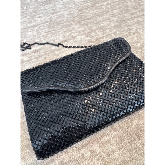 1980s Vintage Black Metal Mesh Purse Bag Sparkly Formal - Picture 2 of 10